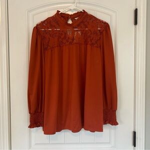 Cato Women's Dark Orange Long Sleeve Top Size Large NWT